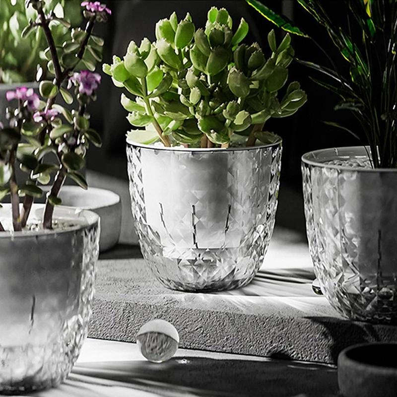 1pc Self Watering Plant Pot Durable Hydroponic Flower Pot Clear Double Layer Plastic Hydroponic Flower Pot Gardening Accessories