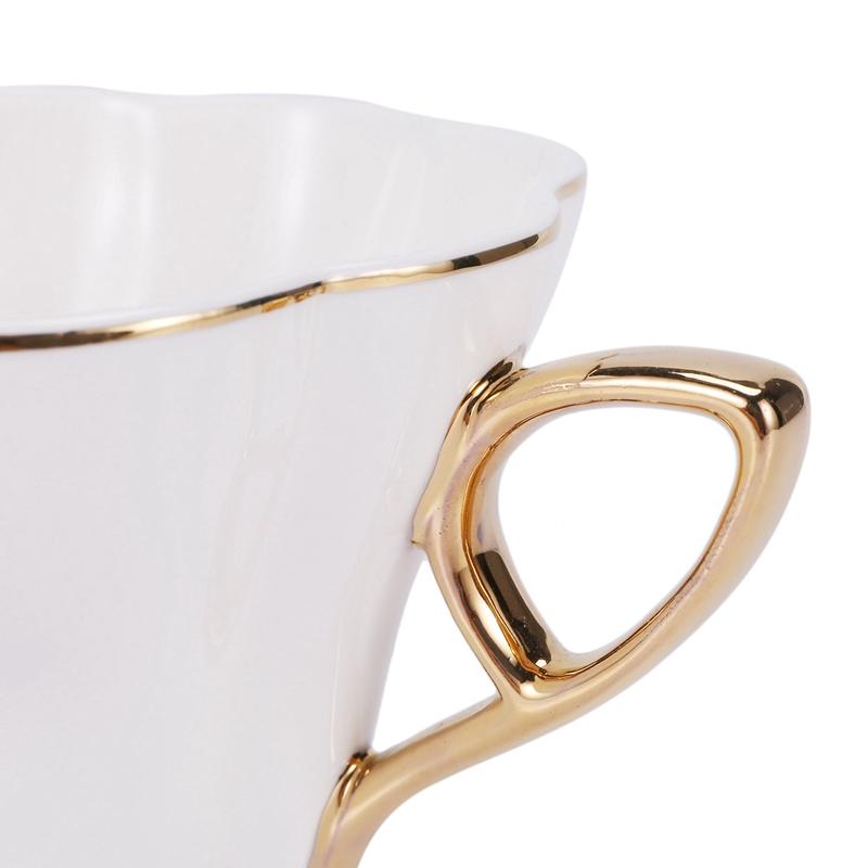 Good-Elegant Flower Bone China Tea Cup Saucer Set  Tea Cup White Porcelain Coffee Cup Tea Set Coffee Cup Espresso Cup