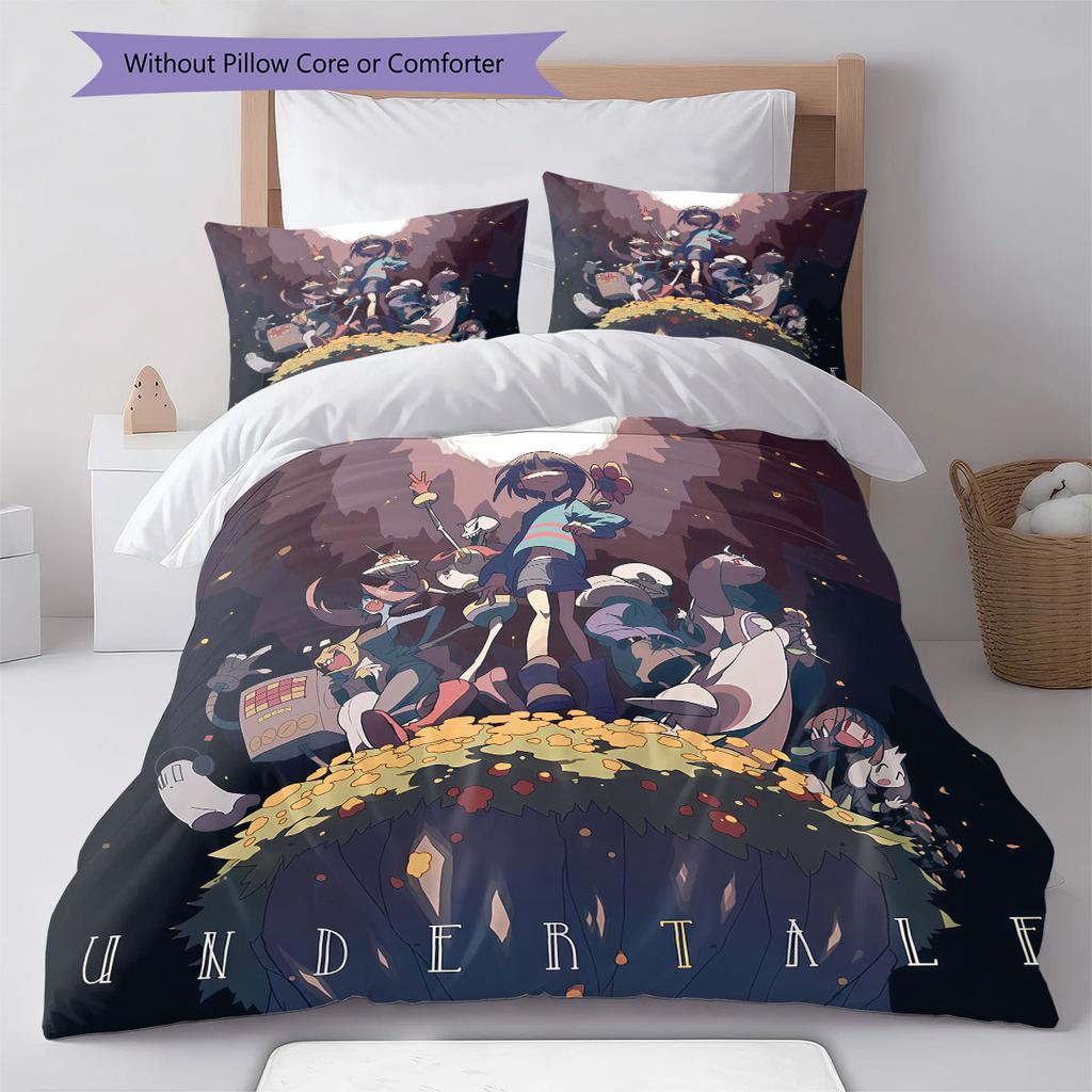 Deltarune Strange Journey Bedding Quilt Set Quilt Cover Pillowcase Home Decoration Birthday Gift (1 * Duvet Cover + 2 * Pillowcase, Without Core)