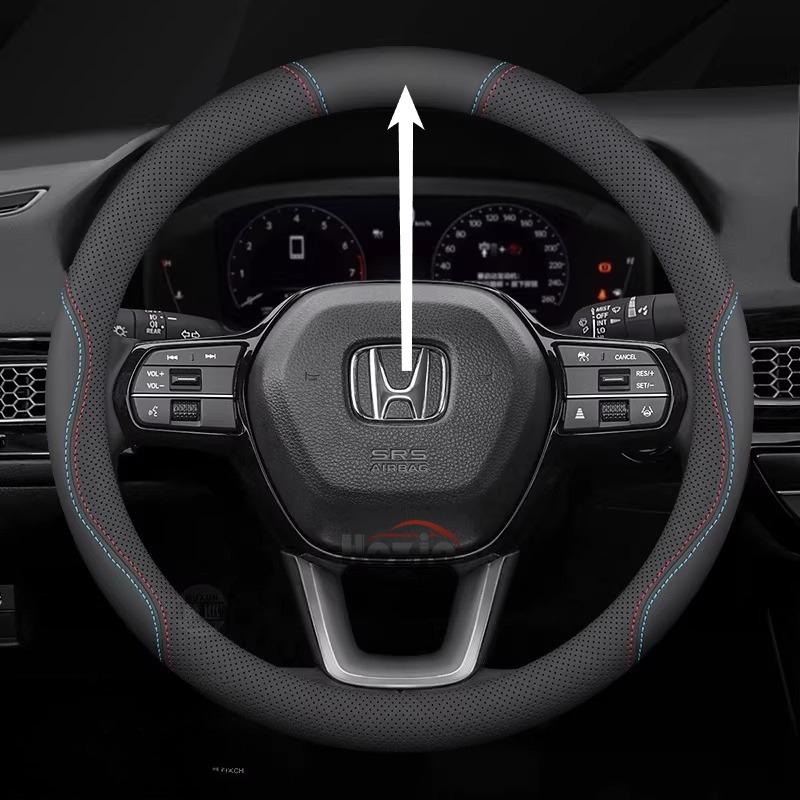 AAAKM1 Leather Car Steering Wheel Cover for Honda HRV CRV Civic City Passport Accord CRZ 2022 2023 2024 2025 2026 Interior Accessories