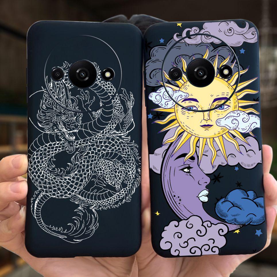 Rückseite für Xiaomi Redmi A3 4G Drachen Cartoon Tiere Cartoon Malerei Funda Etui für Xiomi RedmiA3 A 3 Weiche TPU Silikon Tasche
