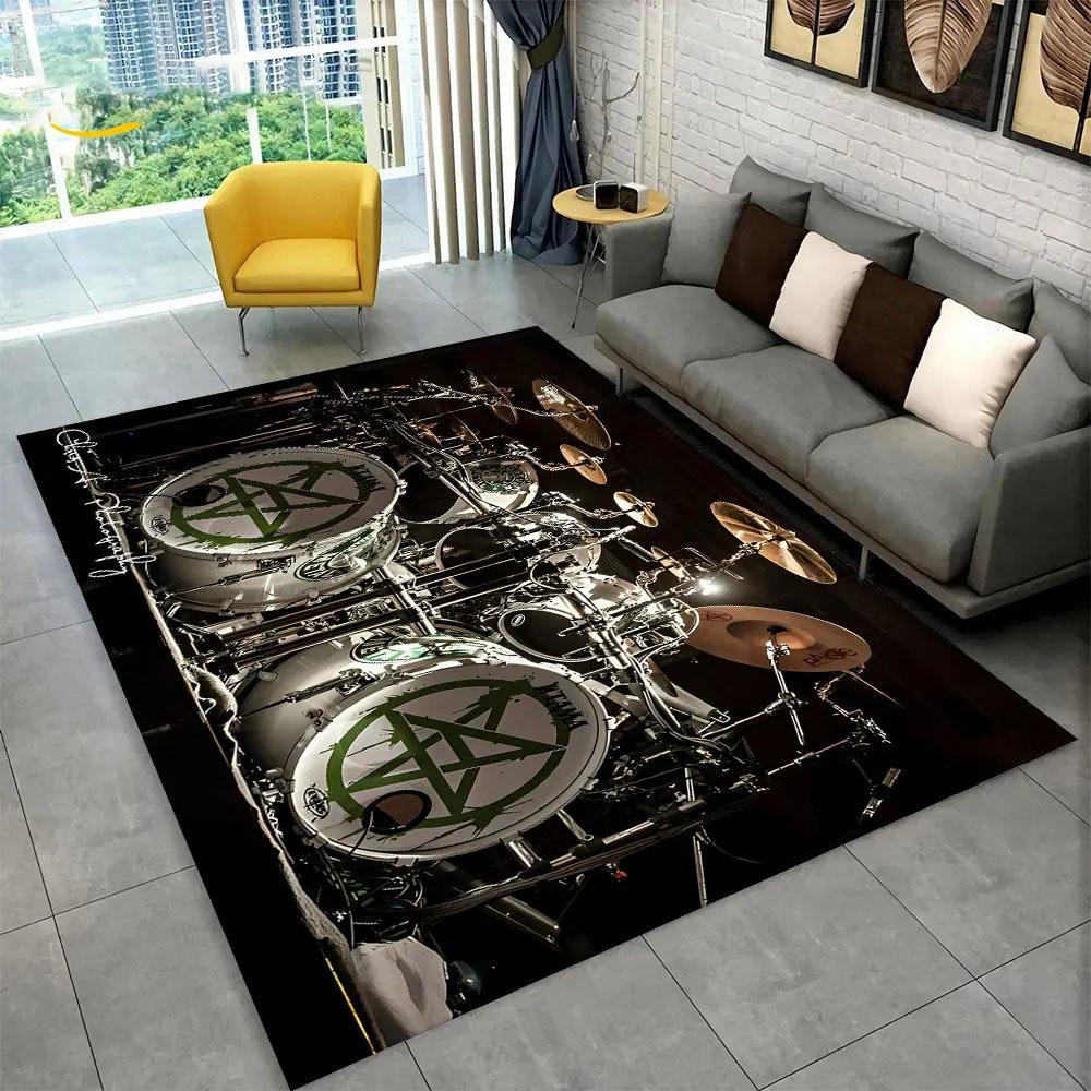 3D Drum Kit Music Instruments Carpet High Quality Non-Slip Bedroom Kitchen Doormat Large Size Balcony Corridor Area Decor Rug
