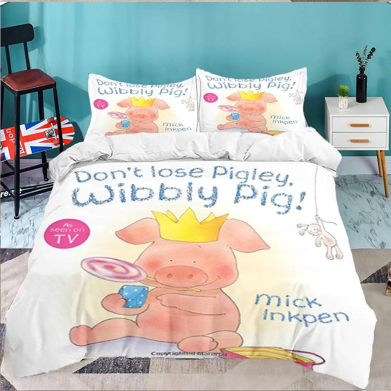 Wibbly Pig Adventure 3PCS Bedding set,Ideal for 1pc Duvet Cover And 2pcs Pillowcases Perfect for Fan gift,Ideal for Bedroom, Dormitory