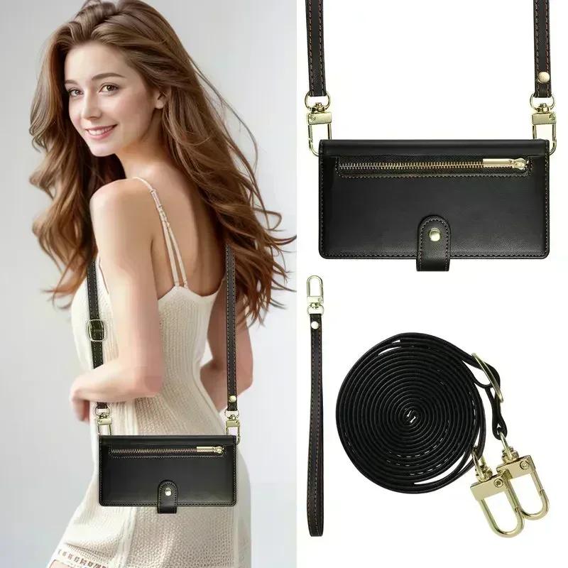 Zipper Leather Crossbody Phone Case for iPhone 17 Air 16 15 14 13 12 11 Pro Max 16e XS XR 8 7 Plus SE Card Solt Wallet Cover