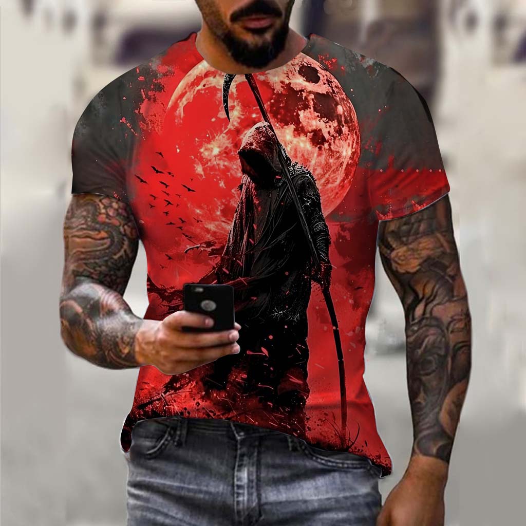 Men's T-Shirt Undead Skeleton Pattern 3d Print Short Sleeve  Casual Man Clothes Summer Sport Shirts Oversized Tees For Men Kids