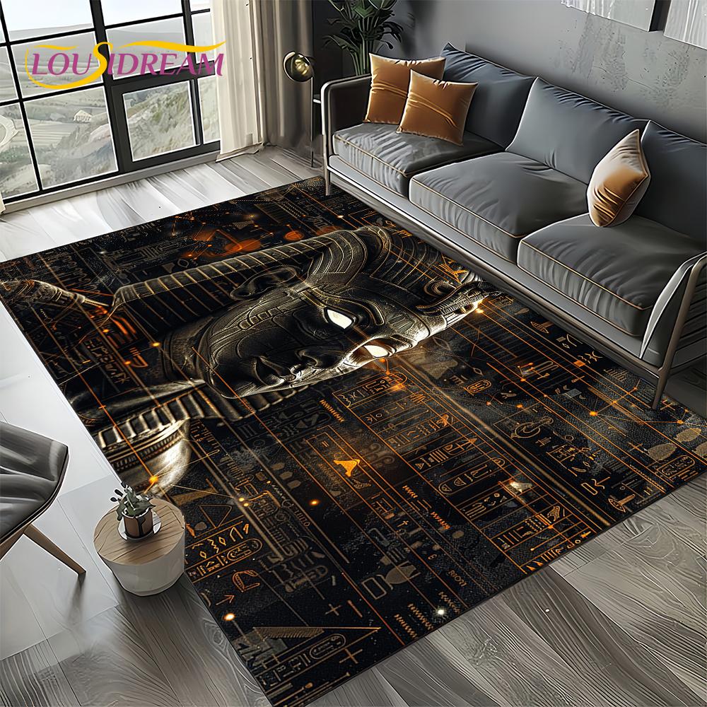Ancient Egypt Death Anubis Pharaoh Horus Mythology Carpet Rug for Living Room Bedroom Home Sofa,Area Rug Non-slip Floor Mat