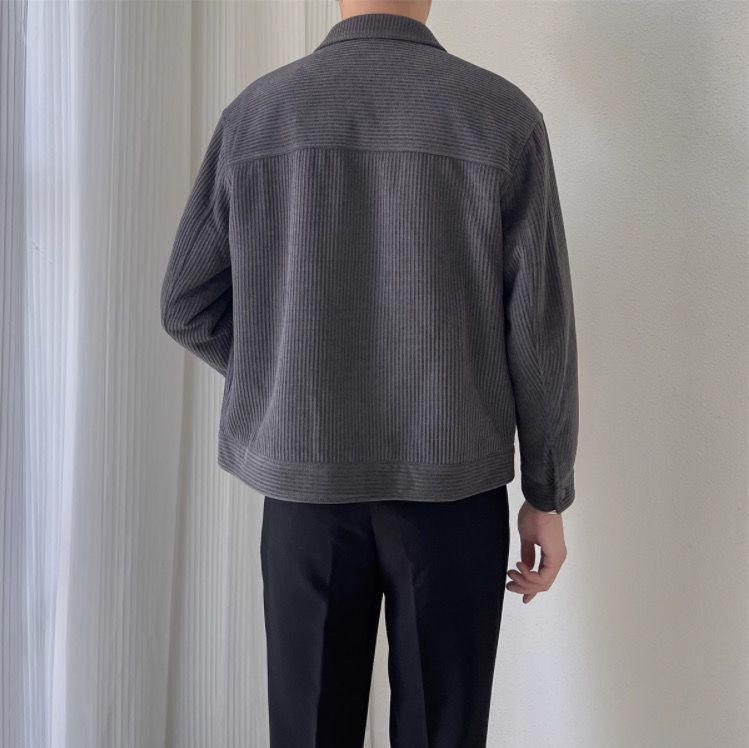 2025 Men's Versatile Fleece-Lined Top Coat - Casual Loose Fit, Turn-Down Collar, Autumn/Winter Workwear