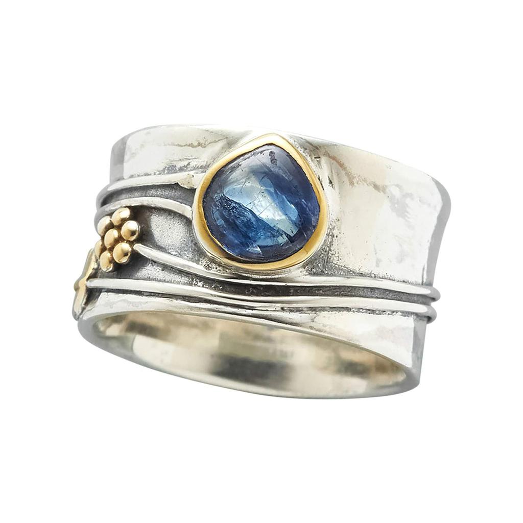 Water Drop Aquamarine Flower Dámský módní prsten Nevěsta Zásnubní prsteny Banda Výročí Dárek Velikost 6-10