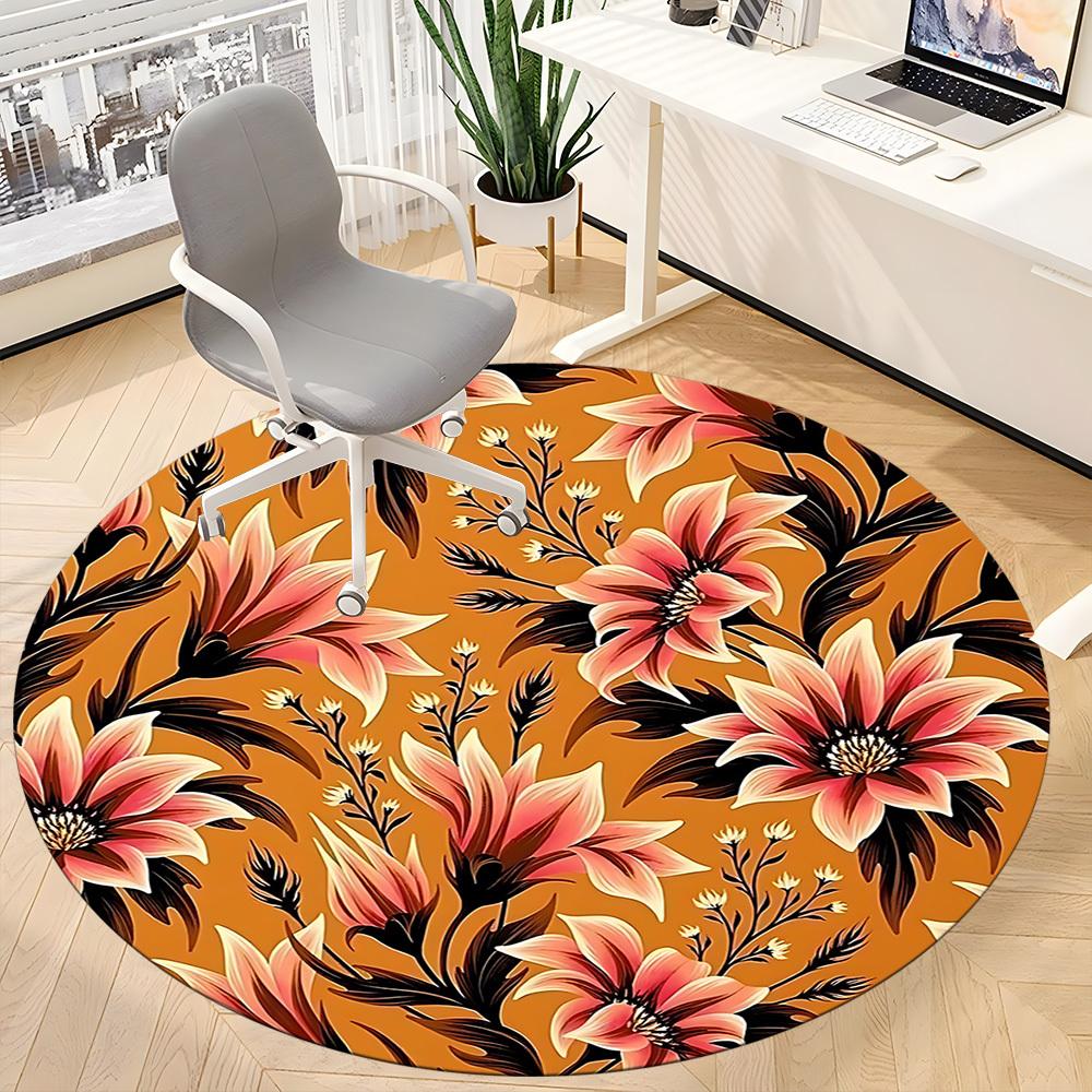 1PC Floral Pattern Chair Carpet for Office Non-Slip, Lightweight, Machine Washable Rug for Office, Sleeping, Room - Holiday Decoryy251009087