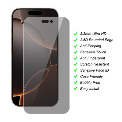 25 Stück Für iPhone 16 Pro Anti-Spionage Panzerglas Displayschutzfolie Anti-Sturz HD Klare Folie