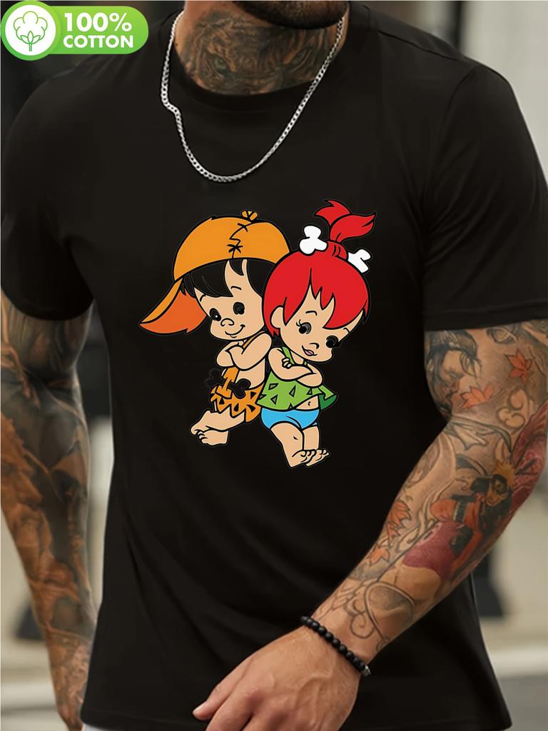 WoCute Anime Cartoon Print T-shirt - 100% Cotton Crew Neck