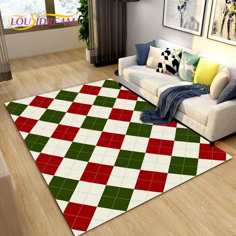 3D Geometric Lattice Pattern Area Rug,Carpet Rug for Living Room Bedroom Sofa Decoration,Kitchen Bath Doormat Non-slip Floor Mat