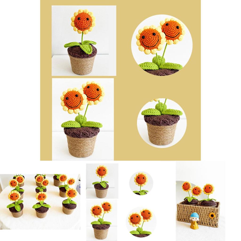 Knitted Sunflower Pot Plant Creative Décor For Your Home