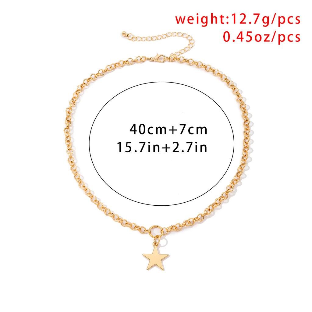 Boho Metal Star Pendant Clavicle Necklace Ladies Vintage Creative Gold O Word Chain Necklaces Girls Jewelry