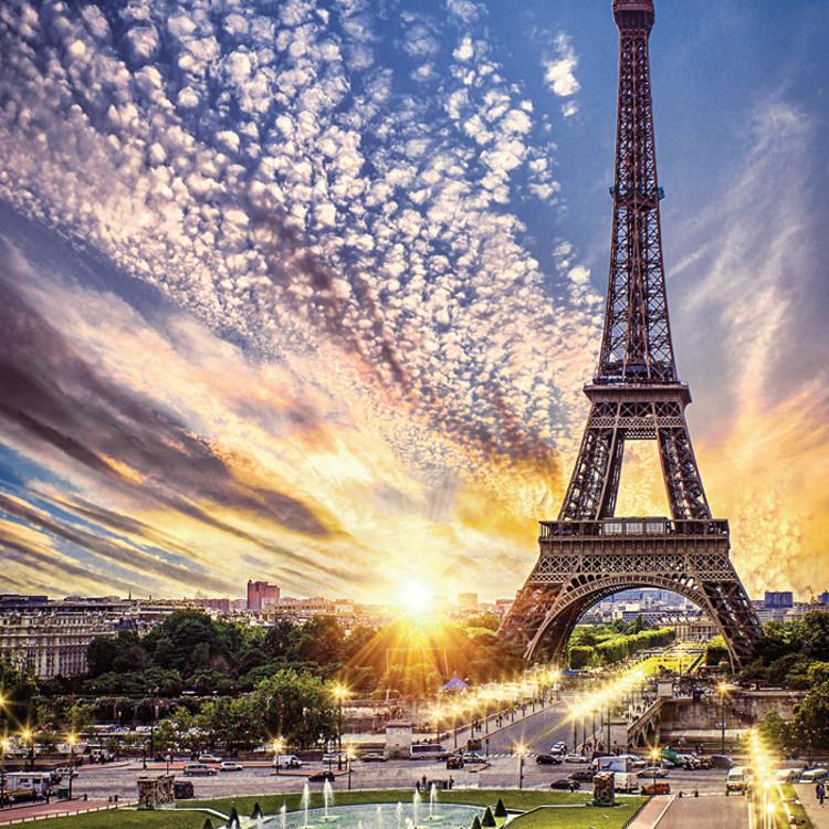 Pussel med 1000 bitar - Eiffeltornet i solnedgången (mini), populärt koreanskt pussel