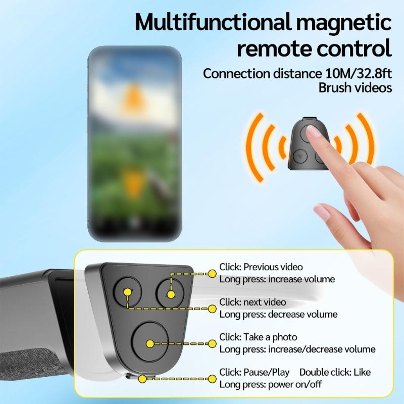 Magnetischer Handyhalter Mit Kabelloser Ladefunktion Und Bluetooth-kompatiblen Fernbedienungen Für Stabile Freihand-Aufnahmen