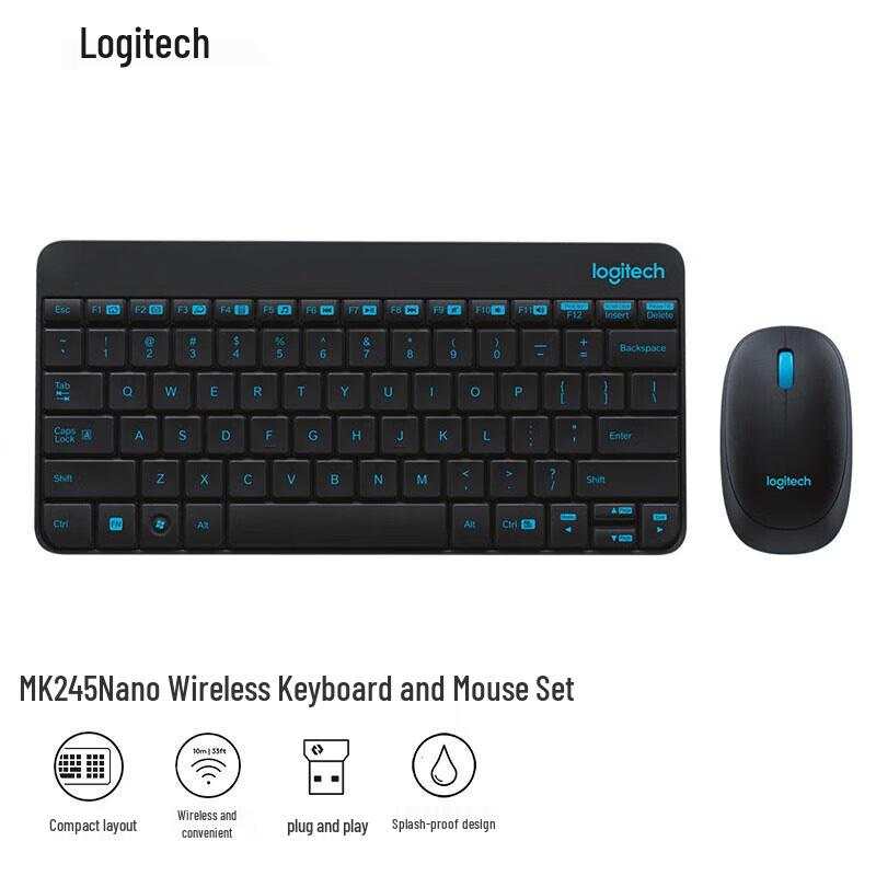 

Logitech MK245 Nano Wireless Keyboard and Mouse Combo