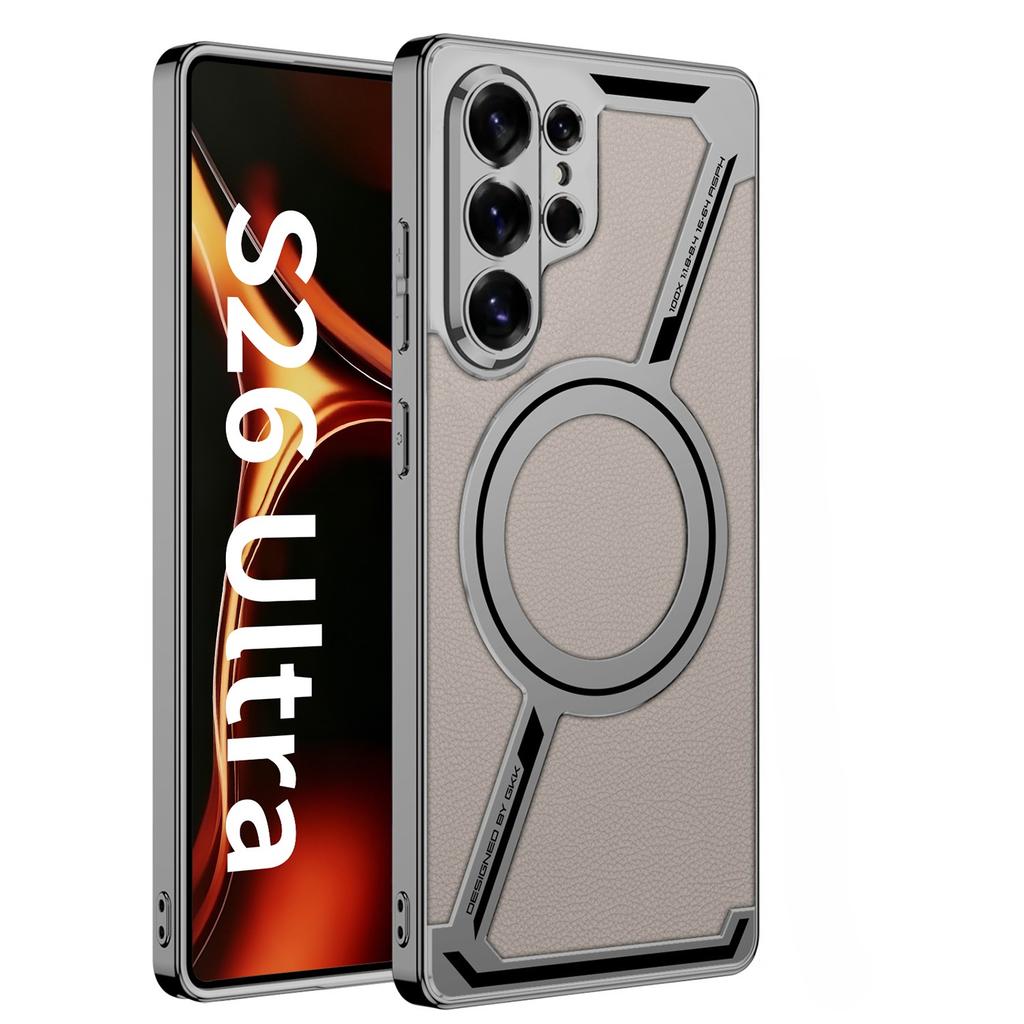 Magnetic For Galaxy S26 S24 S25 Ultra Electroplated Leather Phone Case for Samsung Galaxy S26 S23 Ultra Protective Back Cover