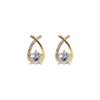 S925 Sterling Silver Korean Diamond Cross Stud Earrings - Elegant High-End Design for Women