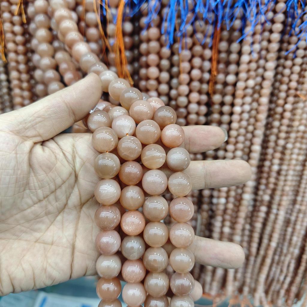 5A Sunstone, Orange Moonstone & Labradorite Round Beads - Semi-Finished Bracelet