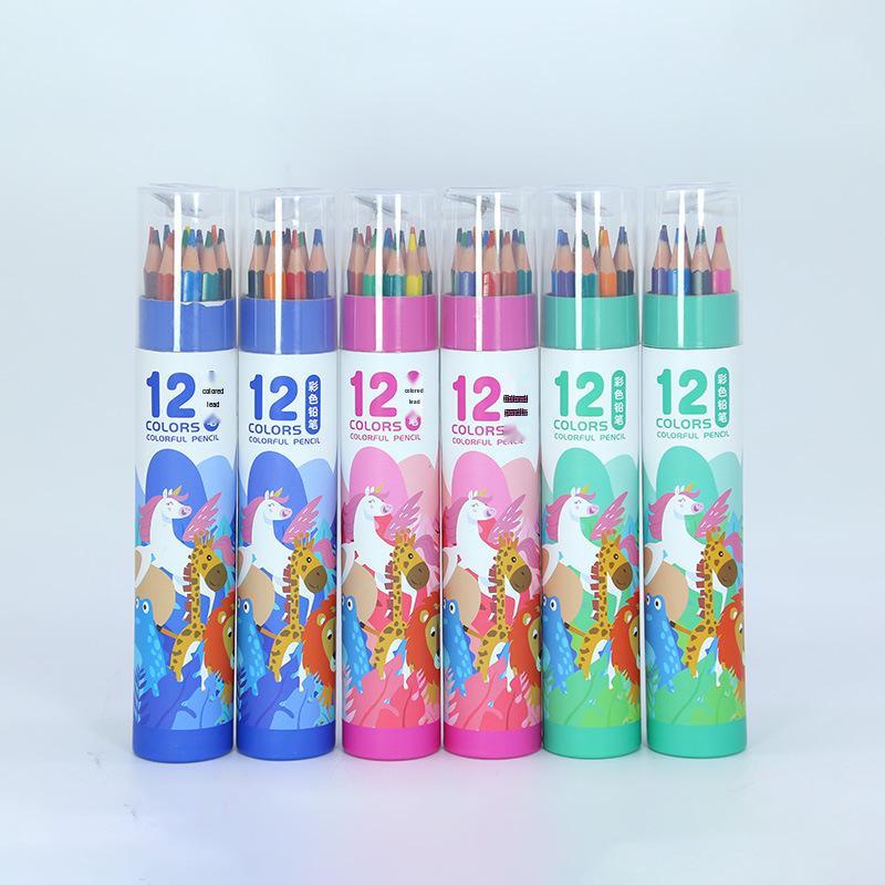 First Grade School Children s Oil-Based Colored Pencils - Cartoon Art Stationery Set Green Design