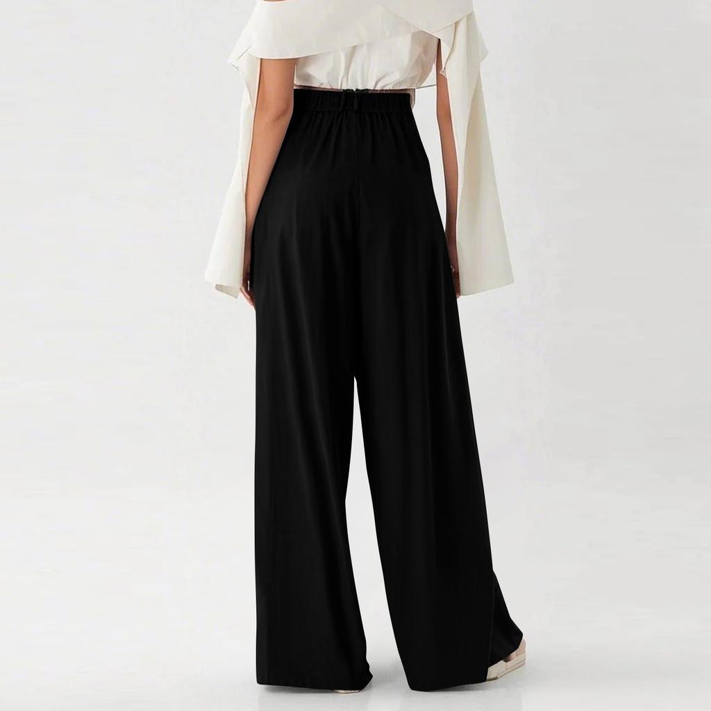 Women's High Waist Wide Leg Palazzo Pants Elegant Pleated Trousers for Office, Casual, and Formal Occasions