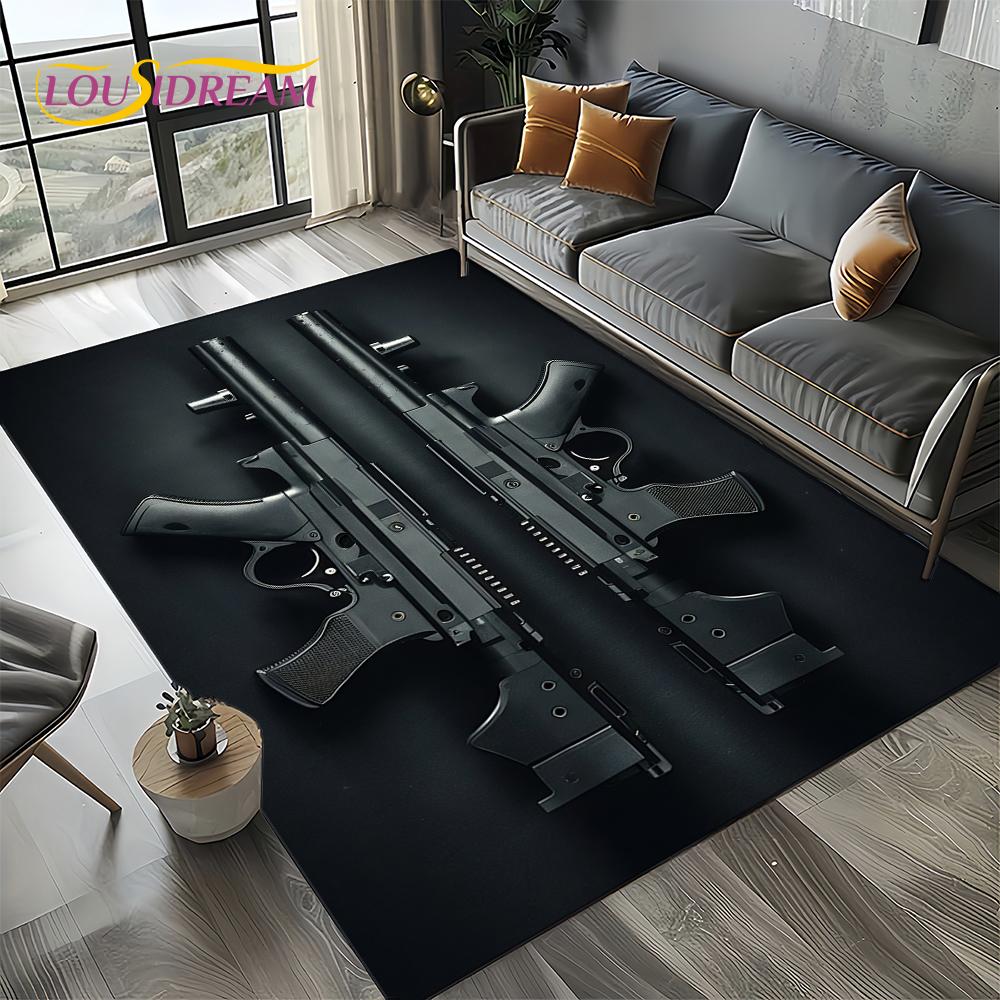2025 New Cool Guns Pistol Ammunition Bullet Cartridge AK M4 Rug Carpet for Living Room Bedroom Decor,Non-slip for Sofa Doormat