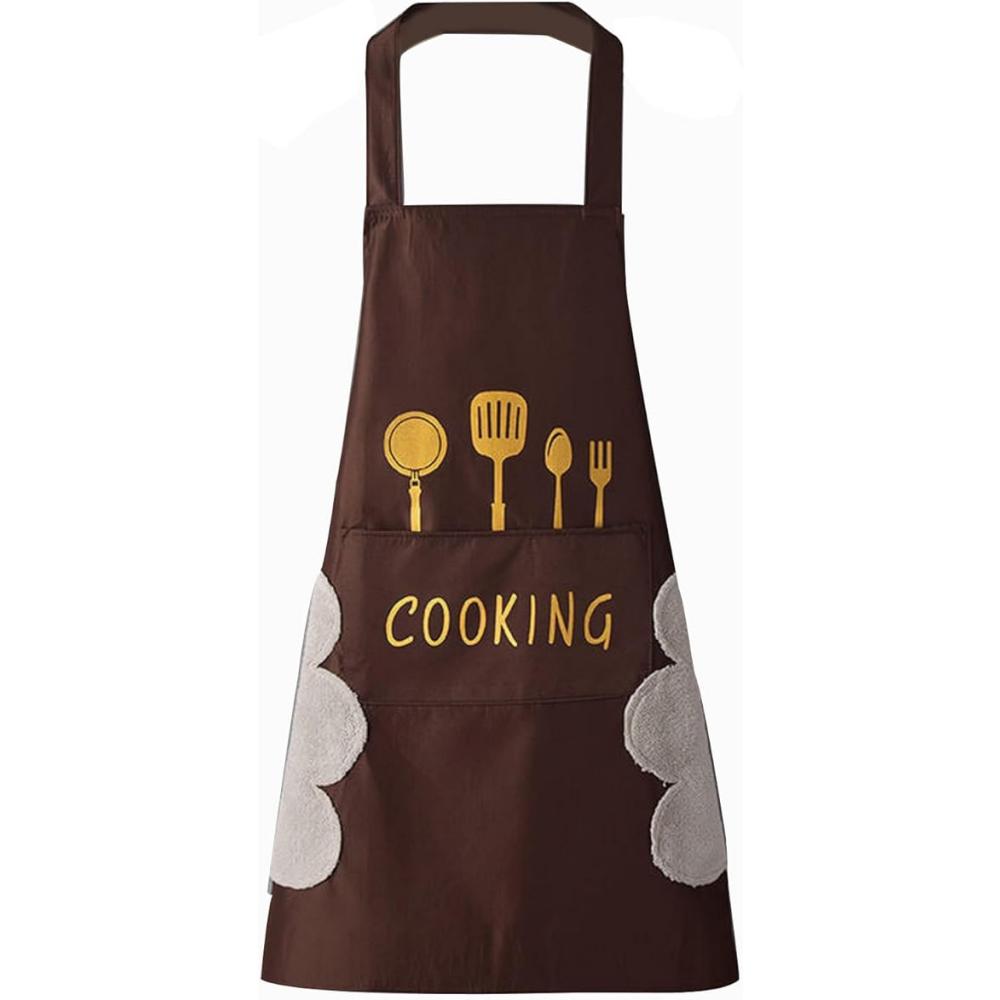 1pc Stylish Polyester Apron with "COOKING" Print - Thick Waist Design, Durable & Easy-Clean, Perfect for Home Kitchen Wear, Cook
