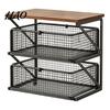 Multi Tier Storage Shelf Coffee Station Organizer with Drawer, Tiered Bar Organizer, Wooden Top Shelf, Capsule Wire Mesh Drawers for Tea Bags,