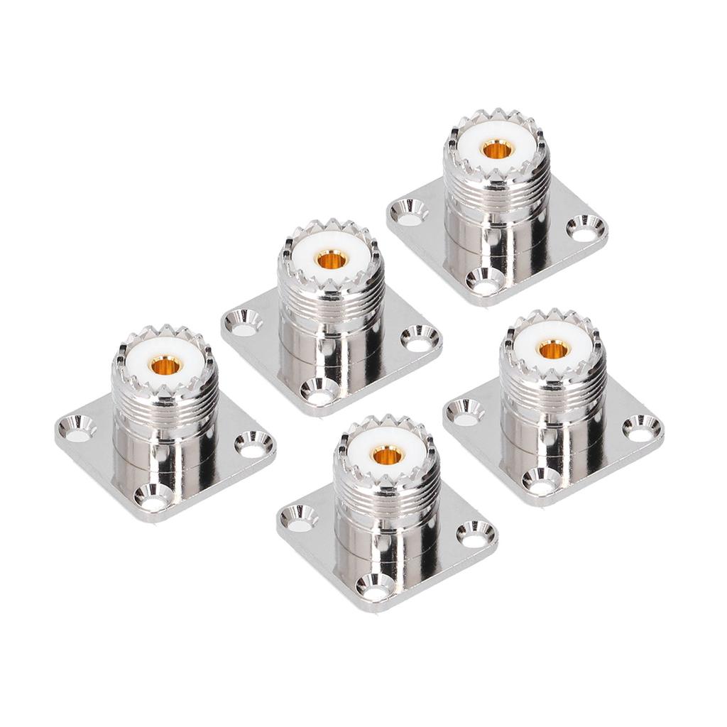 5Pcs Flange Solder Cup 4‑Hole Brass Panel Mount Adapter RF Coaxial Connector SL16‑KFD‑3