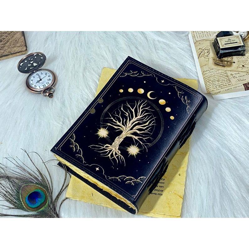 Leather Journal Tree of Life - Genuine Leather Notebooks For Women - Beautiful Journal For Sketches Book Traveling Book Blank Spell Book