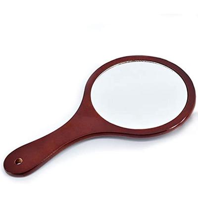 Ruční zrcátko s dřevěnou rukojetí, 30*17 cm, Ruční make-up zrcátko, kulaté, vhodné pro make-up, kosmetiku, péči o pleť, oblečení, krásu, holení