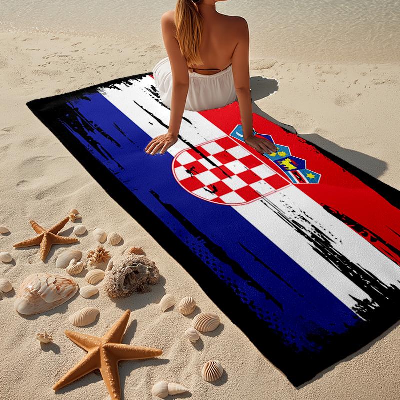 Asciugamano da Spiaggia in Microfibra Orgoglio del Calcio Croato, Leggero e Asciugatura Rapida, per Viaggi Estivi, Essenziale da Spiaggia, Piscina