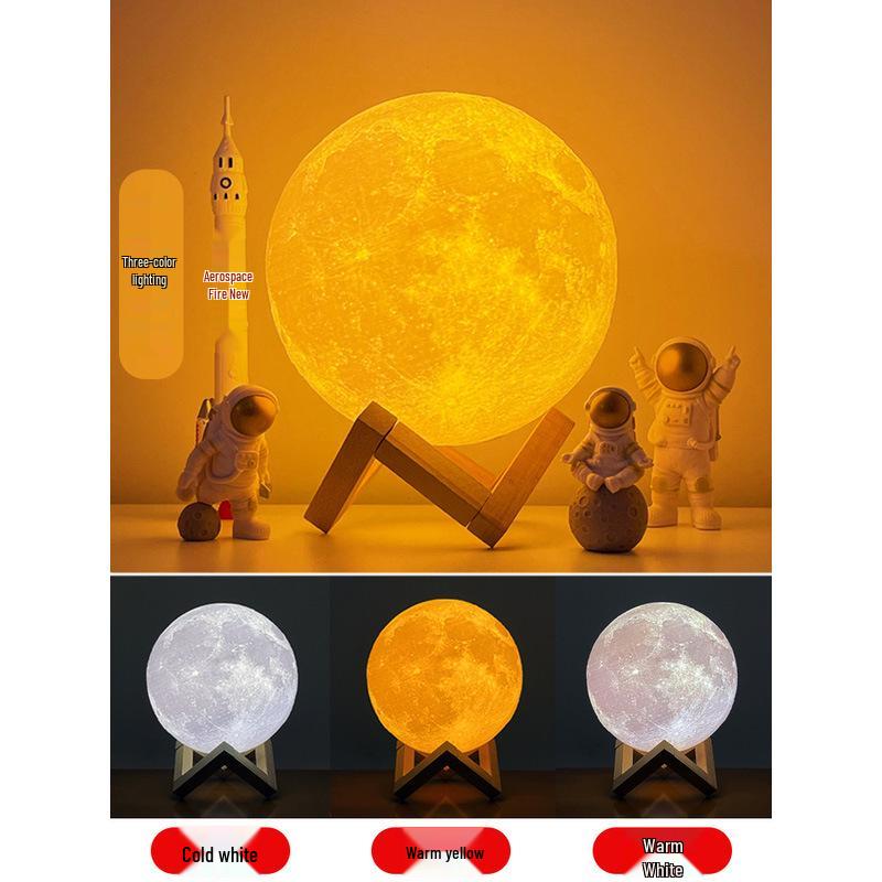 Rechargeable Starry Sky Moon Lamp with Remote Control - Night Table Atmosphere Light
