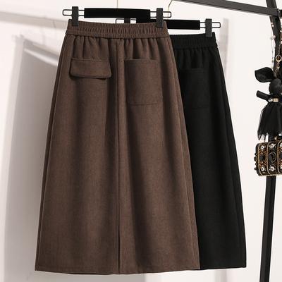 2024 Autumn Winter Plus Size Long Women Skirts Solid A-Line Oversize Lady Elegant High Waist Split Skirts