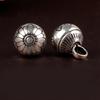 Handcrafting Solid Metal Silvering Bead Button for Chinese Cheongsam Traditional Carved Bead Buckle Clothing Accessories