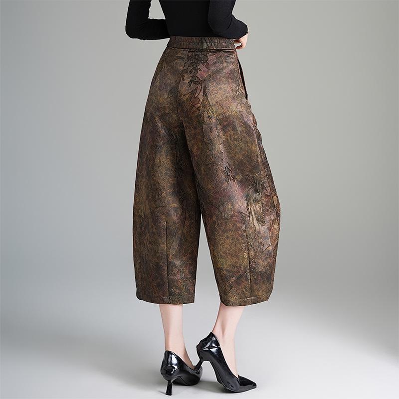 Women's Retro Jacquard High-Waist Wide-Leg Crop Bloomers - Spring 2026
