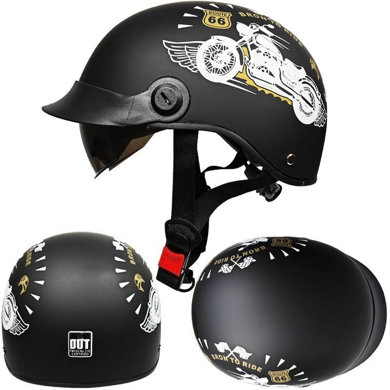 Retro Half Helmet Men's and Women's Electric Vehicle Scalp Helmet Lightweight Endoscopic Helmet