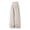 Heren Katoenen Casual Broek Losse Rechte Pijp Dubbele Plooizakken