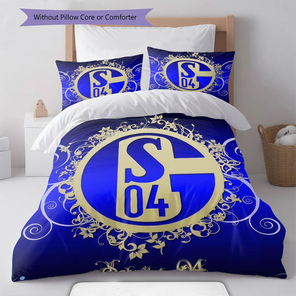 FC Schalke 04 Set Copripiumino Trapuntato Federa Decorazione per la Casa Regalo di Compleanno (1 * copripiumino + 2 * federa, senza nucleo)