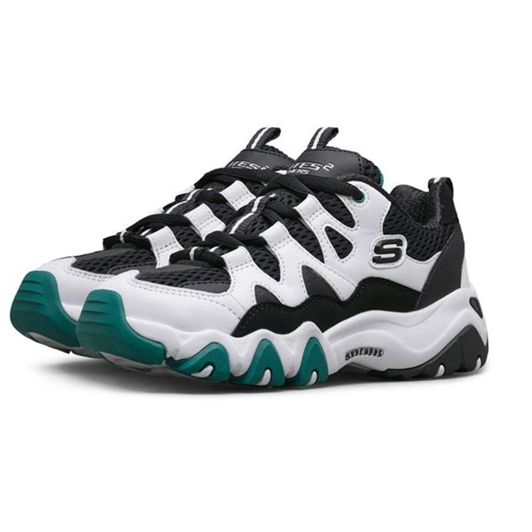 Skechers Scarpe Sportive Casual Basse DLites 2.0 Scarpa da Ginnastica per Bambini Bianco Verde 98882L-WGRN