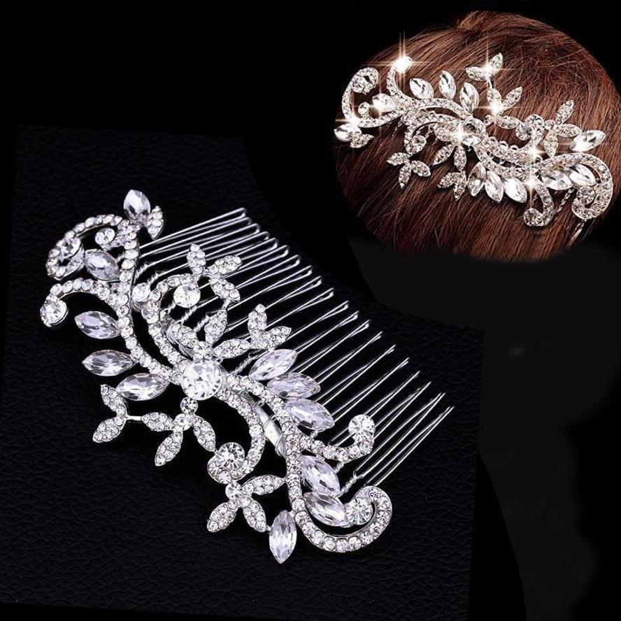 Pettine per Capelli in Lega con Strass Copricapo Nuziale Matrimonio con Strass Diamantati Copricapo Vintage di Alta Gamma per Banchetto Nuziale Gioielli Copricapo