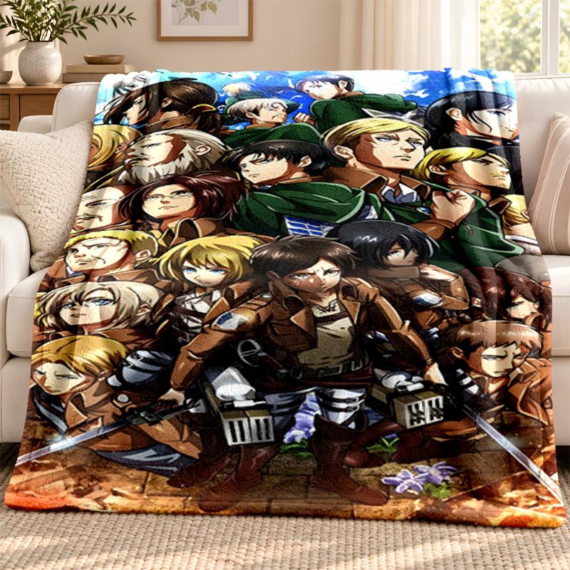 Attack on Titan blanket Flannel Blanket Soft Cozy Plush Throw for Sofa Bed Lightweight Home Decoration Outdoor camping