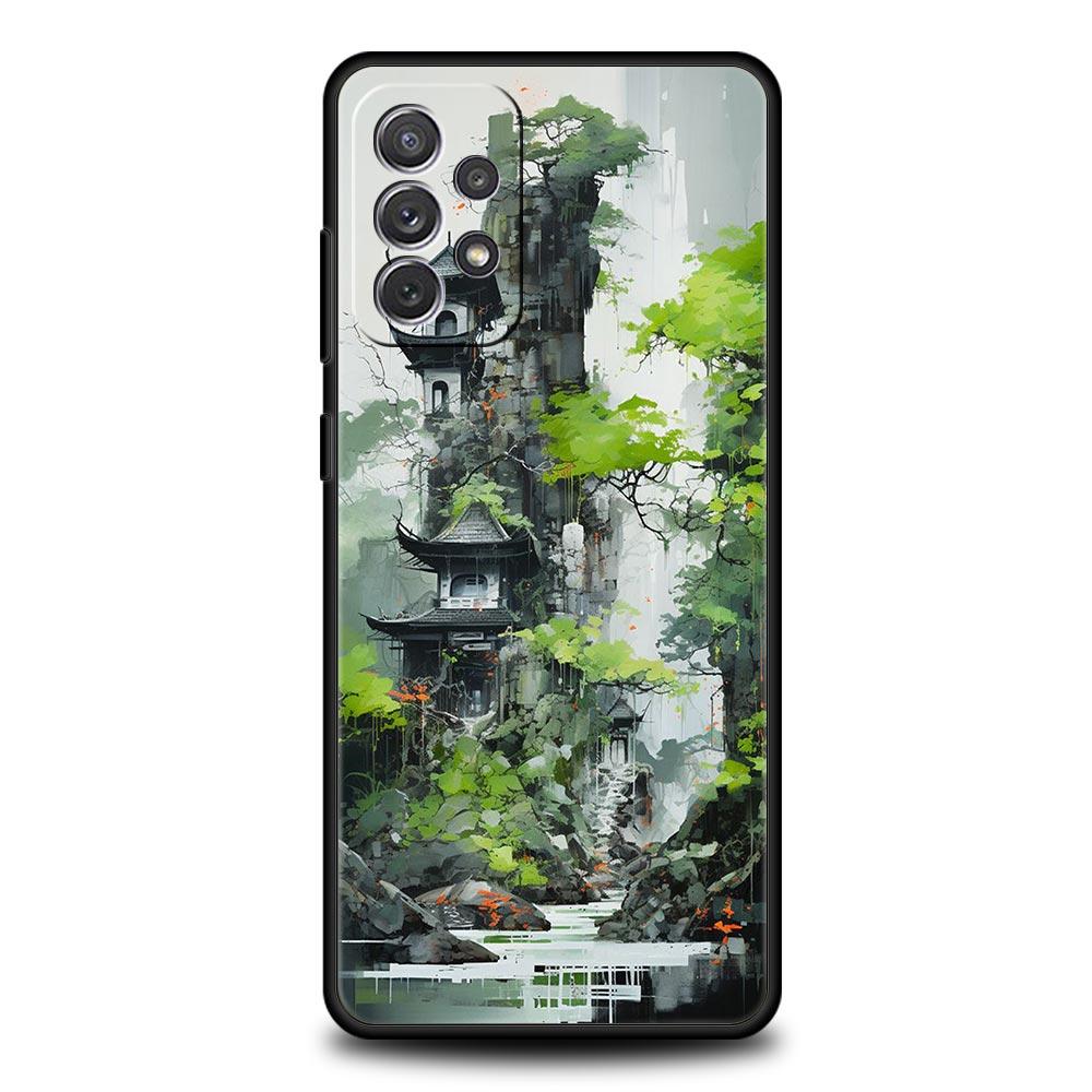 Ink and Wash Landscape Case for Samsung A51 A71 A21S A12 A11 A15 A25 A31 A41 A52 A32 A23 A33 A53 A73 A03S A05S A13 5G A72 Cover