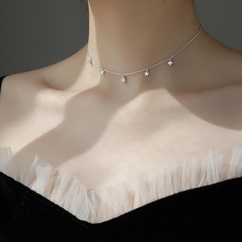 Collana Con Croce Di Cristallo Trasparente E Catena Argento, Unisex, 20,8 Pollici