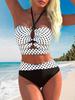 New Women's Black and White Dot Split Swimsuit TEMU1011 Popular Sexy European and American Vacation