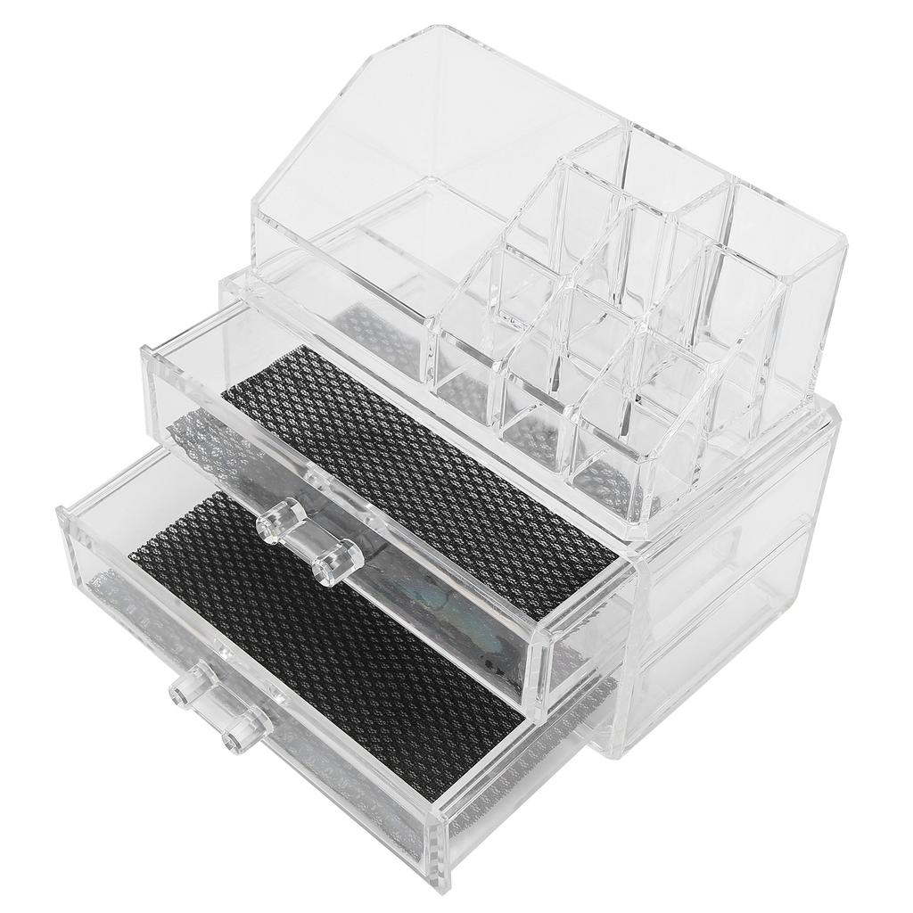 Transparent Makeup Storage Box Set TwoTier Box Jewelry Lipstick Organizer Display Holder