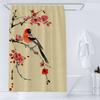 1 Pc The Japanese Plum Blossom Bird Print Shower Curtain With Hooks Modern Polyester Shower Curtain Bathroom Decoration Curtain