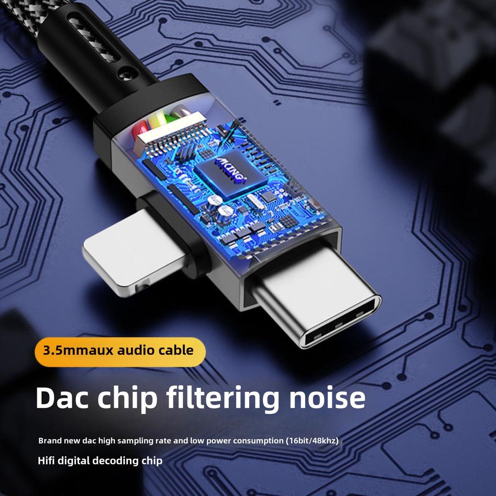 Lightning, USB-C To 3.5mm Braided Audio Cable, Suitable for IPhone Samsung Motorola Car AUX Audio Cable.