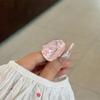 Adjustable Enamel Drip Oil Ring Zinc Zinc Alloy Pink Opening Ring Bowknot Finger Ring  Festival Ornaments